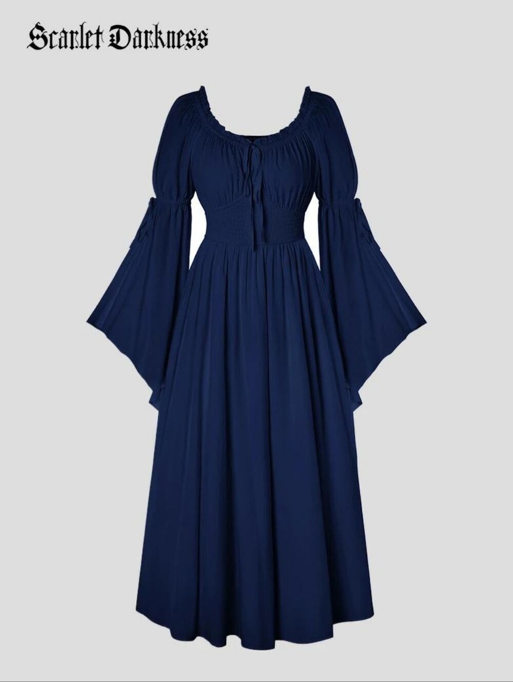 Size M - Navy Blue Fairy Long Sleeve Dress - Fantasy Outfit - Scarlet Darkness